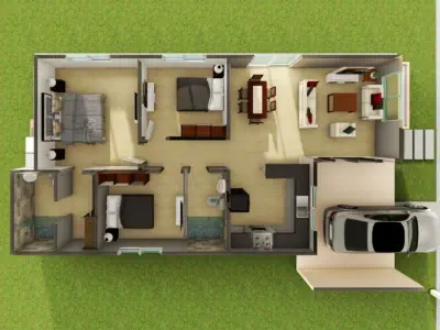 distribucion practica y eficiente 3 habitaciones en honduras