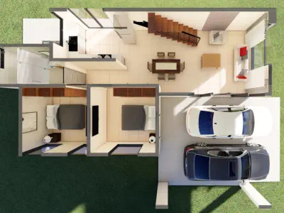 distribucion de casa 3 cuartos honduras